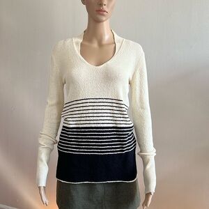 James Perse Knit Striped Long Sleeve V neck Sweater Size 2